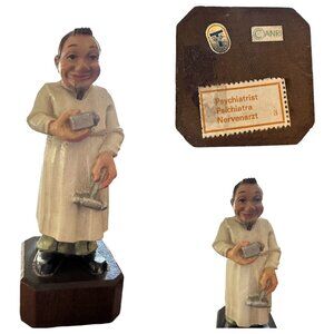 Vintage Anri Toriart Carved Wood Psychiatrist Medical Doctor Figurine #3